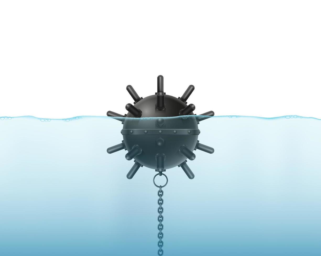 naval deep sea anti ship military mine vector illustration isolated on white background