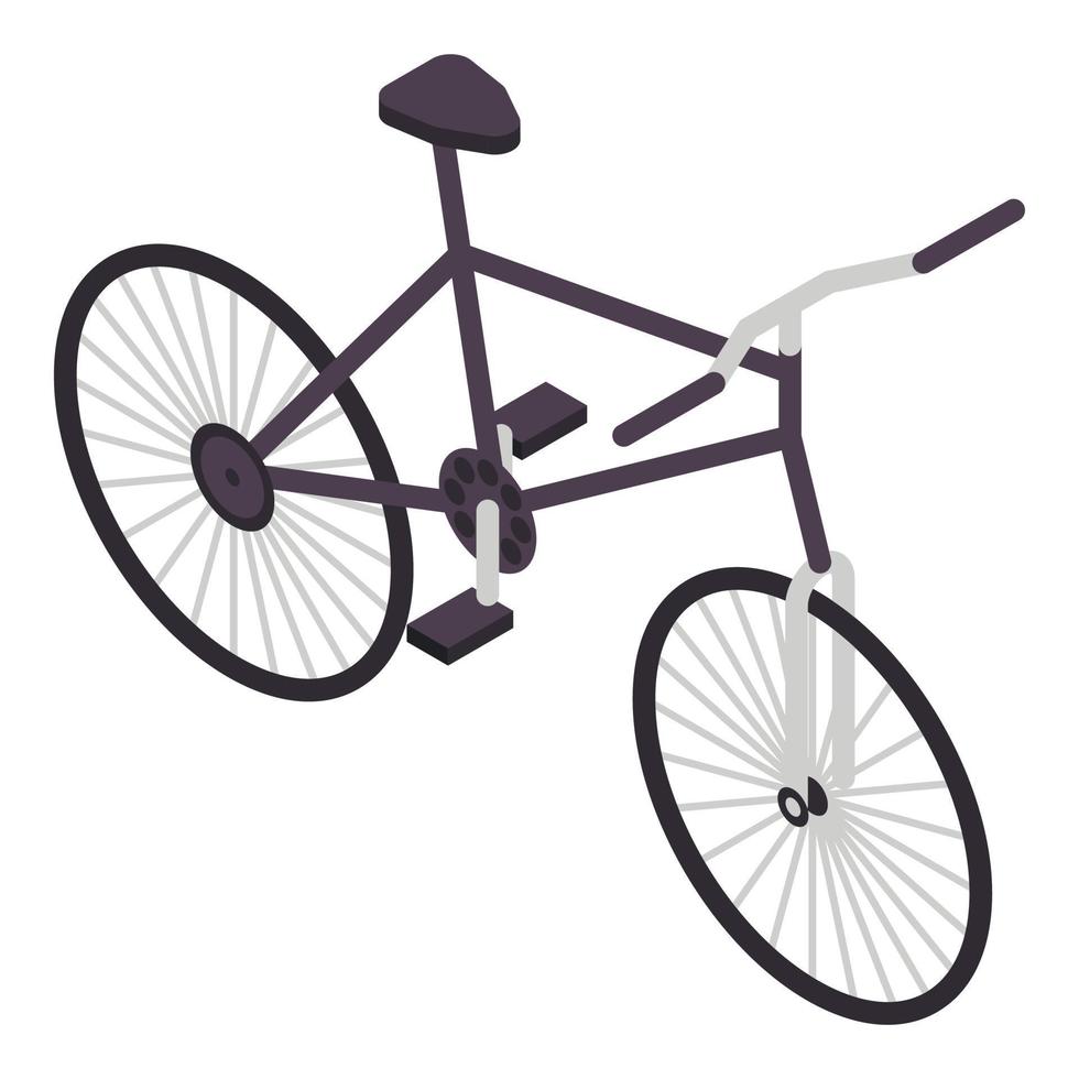 icono de bicicleta negra, estilo isométrico vector