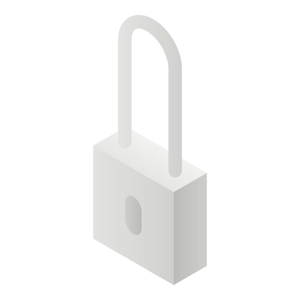 Silver padlock icon, isometric style vector