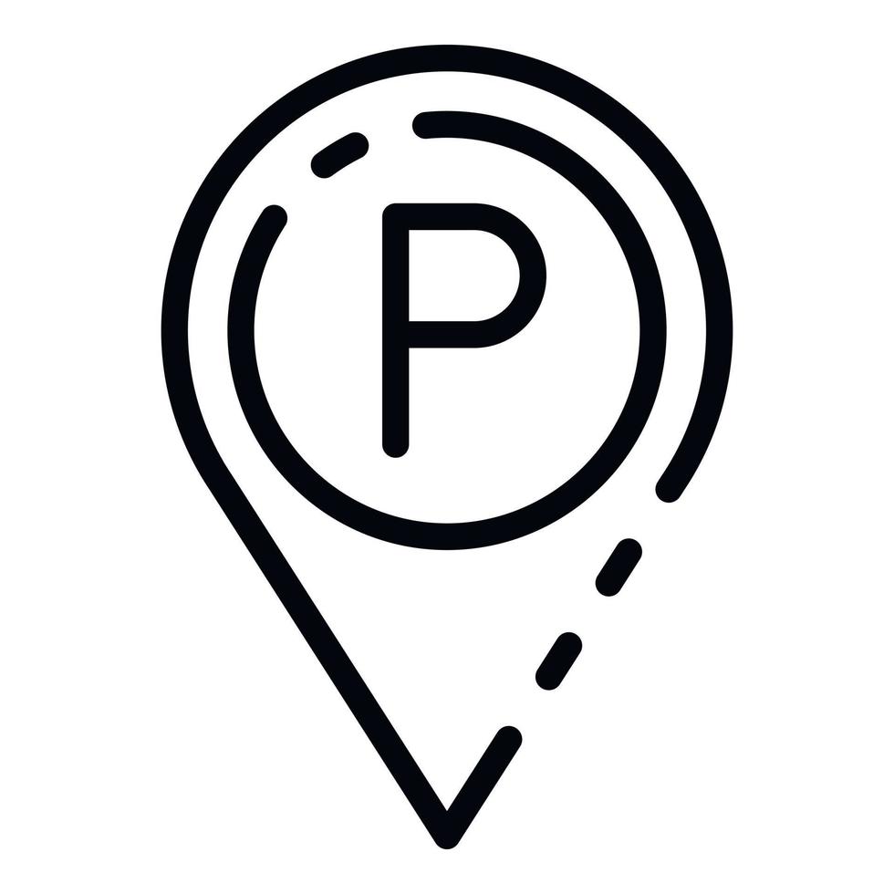 Parking pin map icon, outline style vector