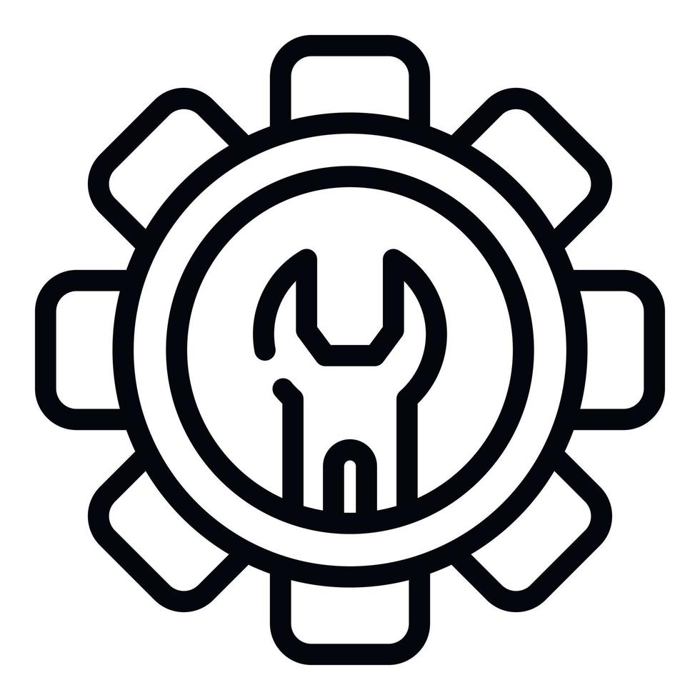 Gear wrench icon, outline style vector