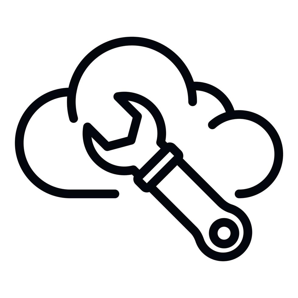 Cloud wrench icon, outline style vector