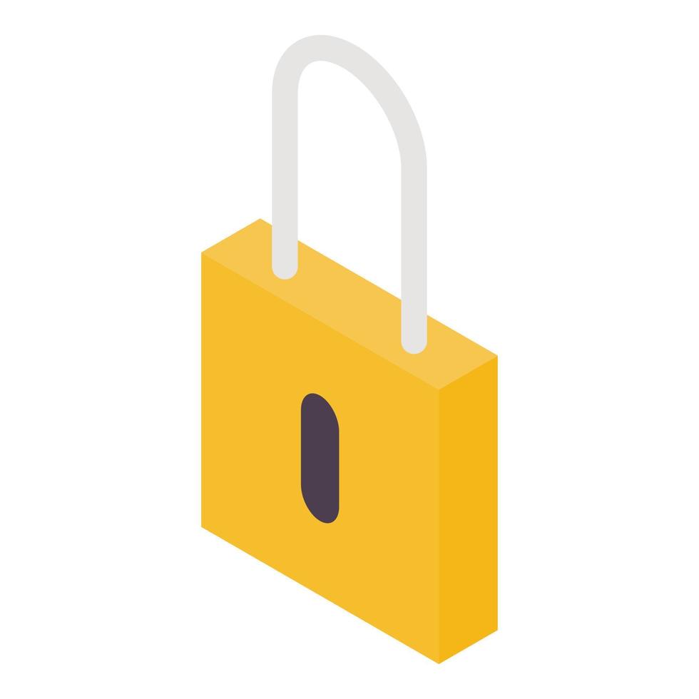 Yellow padlock icon, isometric style vector