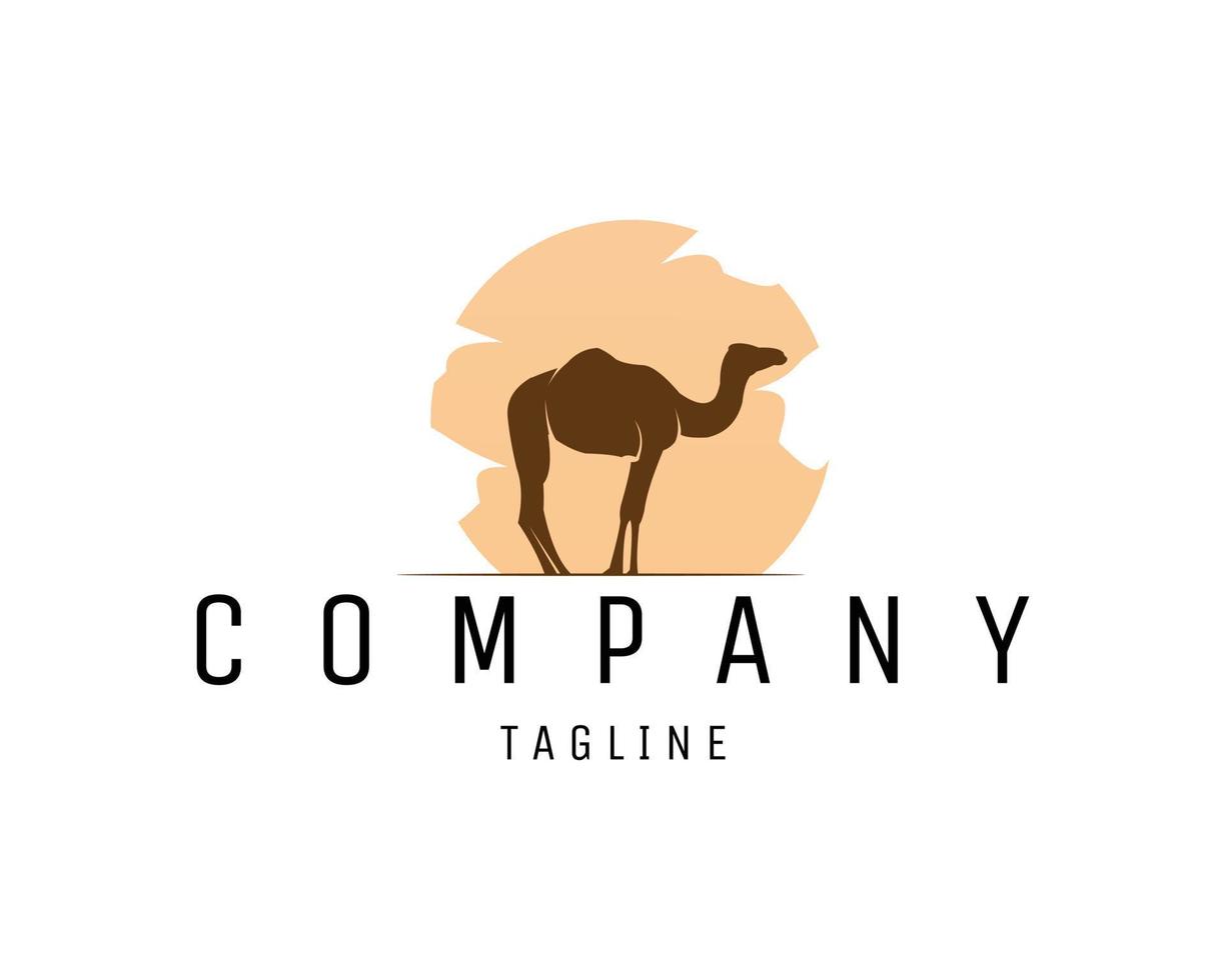 old camel logo silhouette isolated on white background showing from side. Best for badge, emblem and sticker designs. vector