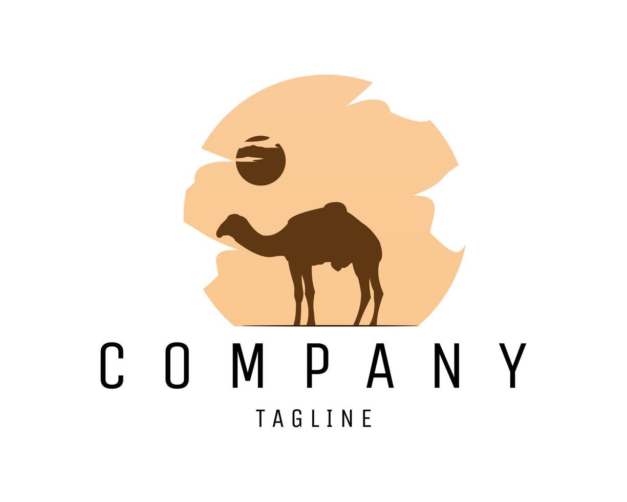 ancient mesidian old camel logo silhouette. isolated white background view from side. Best for badge, emblem and sticker designs. vector