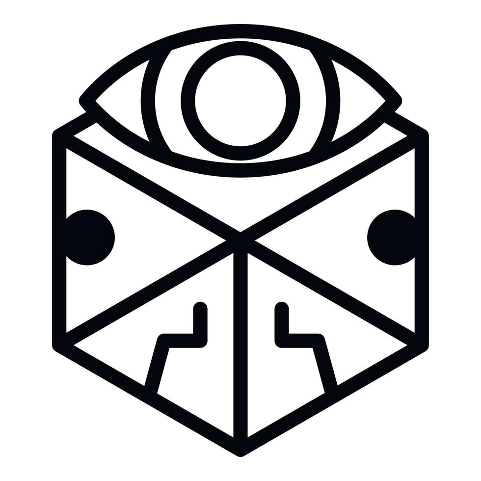 Cube eye alchemy icon, outline style vector