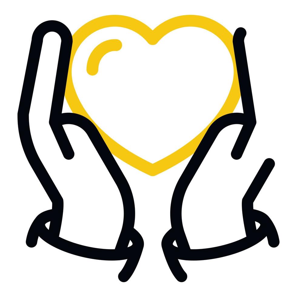 Hands hold heart icon, outline style vector
