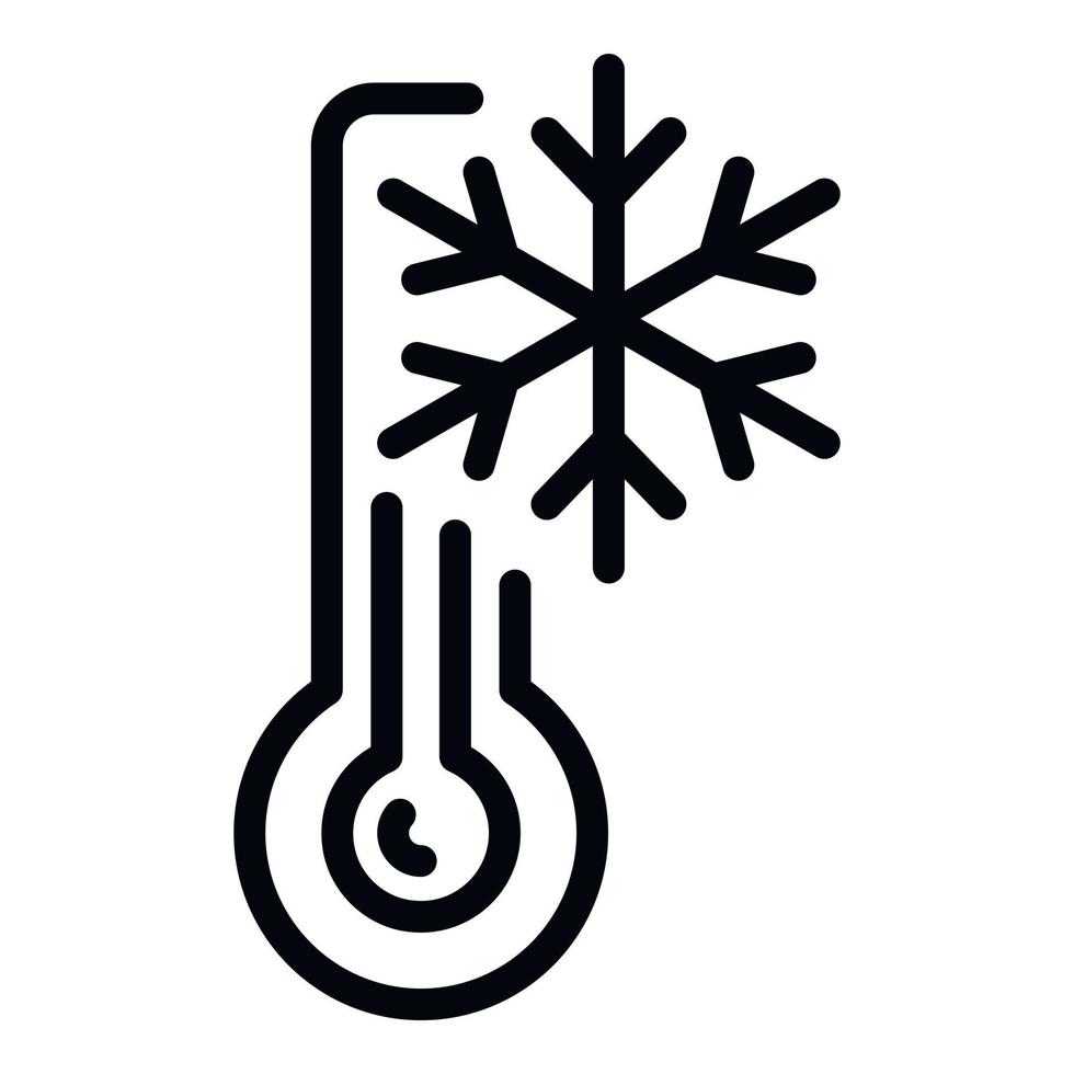 icono de termómetro de copo de nieve, estilo de contorno vector