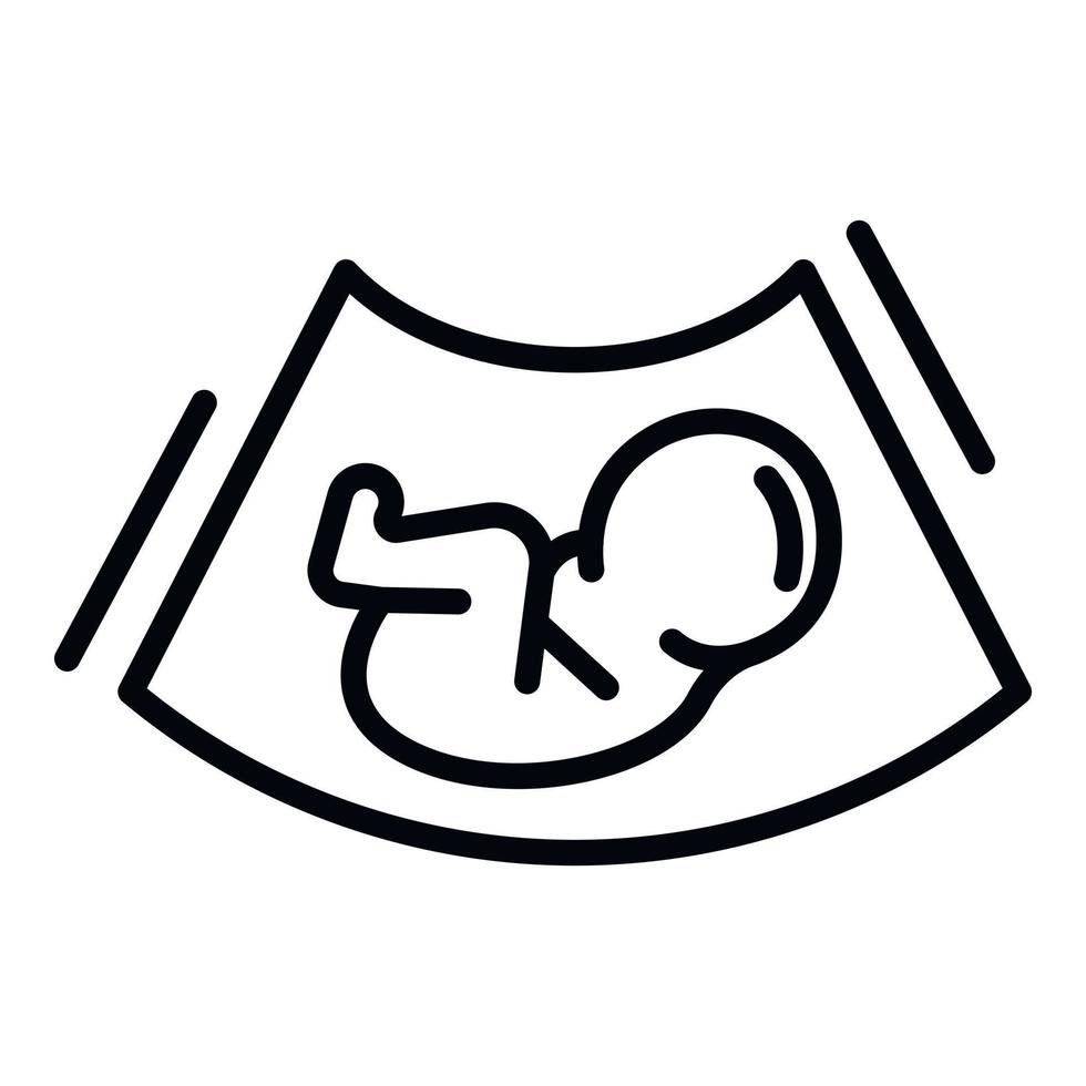 Baby and ultrasound machine icon, outline style vector