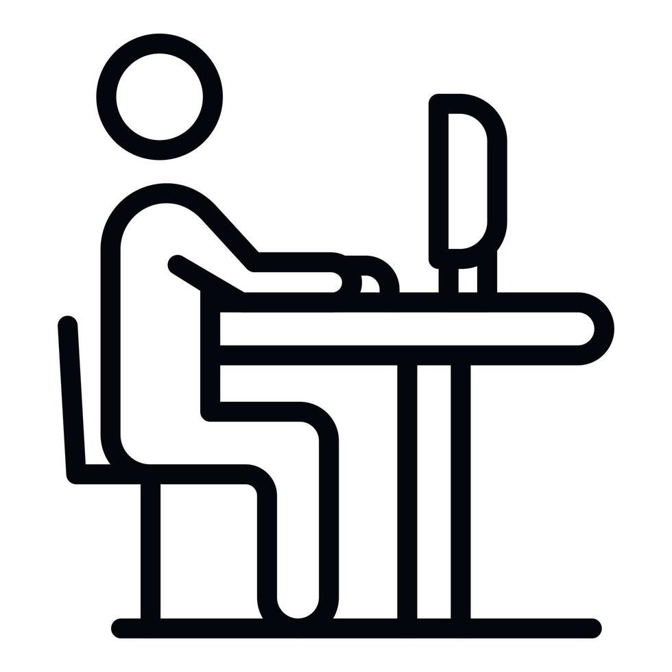 Pc working icon, outline style vector