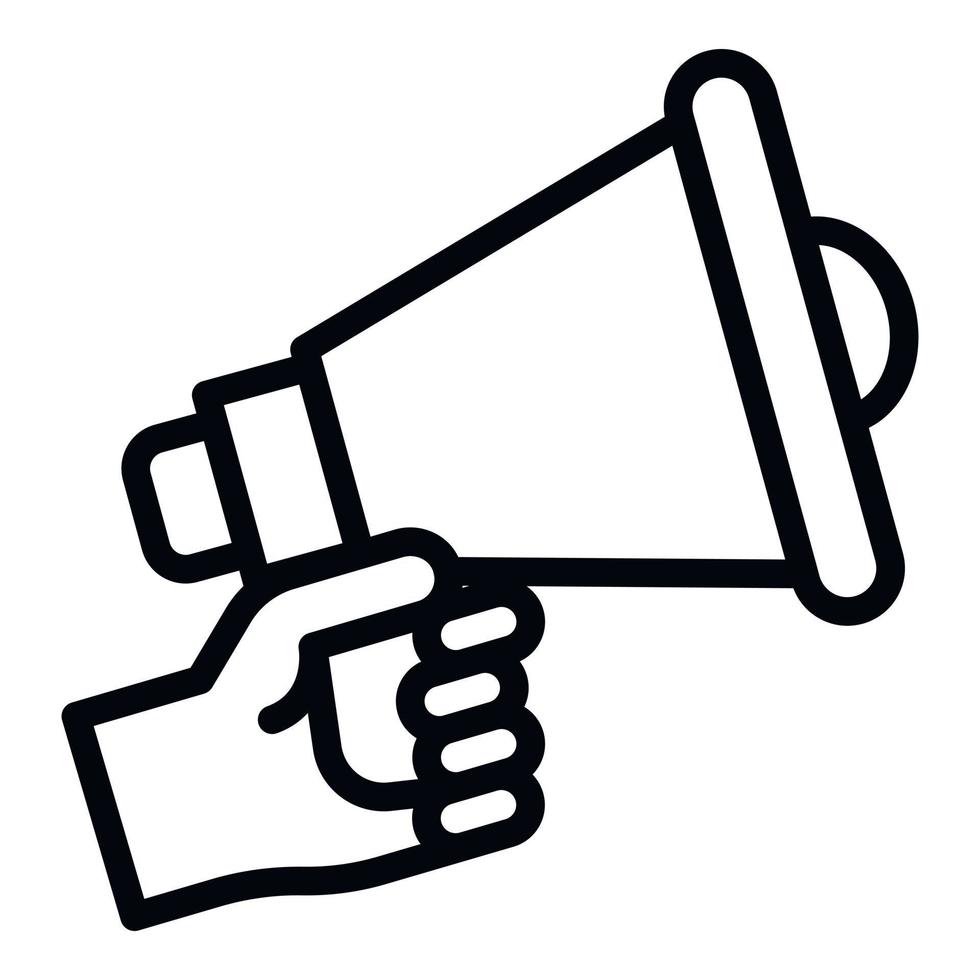 Megaphone in hand icon, outline style vector