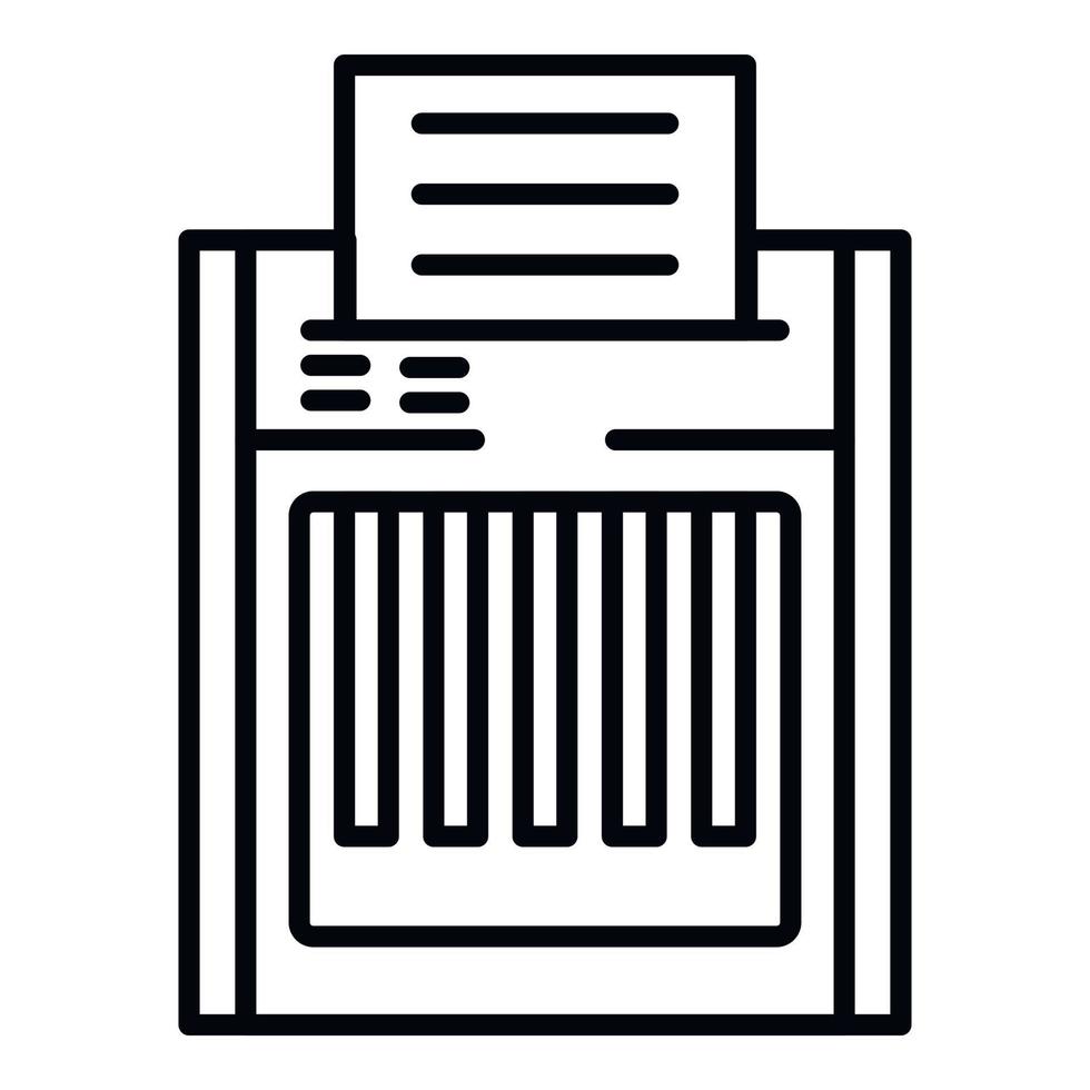 icono de trituradora de papel, estilo de esquema vector