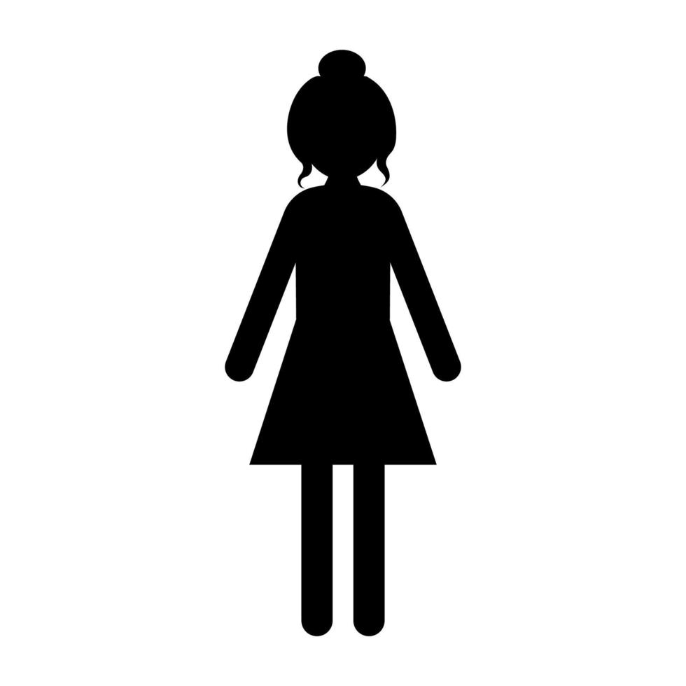 Black Female Silhouette Women Icon Vector for Toilet Sign and User Interface