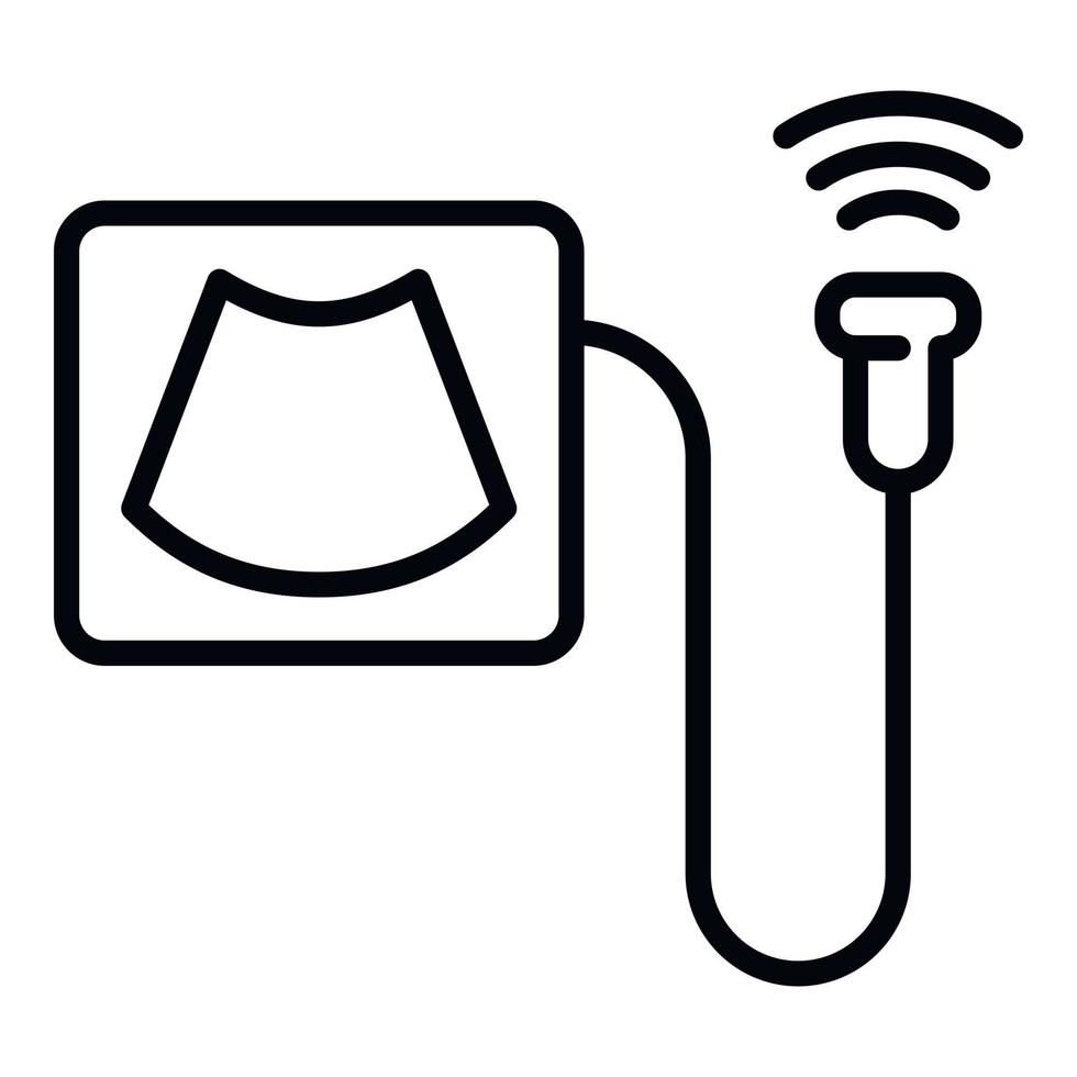 Ultrasound scanner screen icon, outline style vector