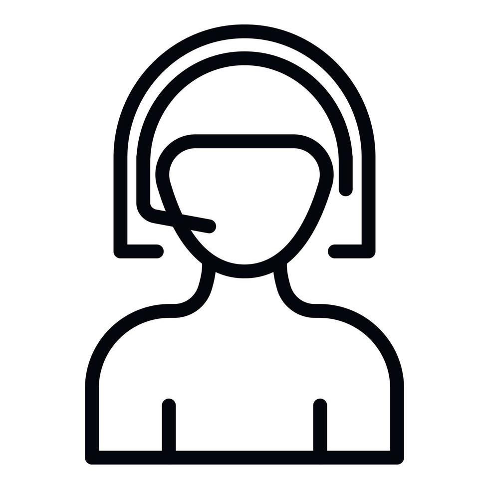 Call center woman icon, outline style vector
