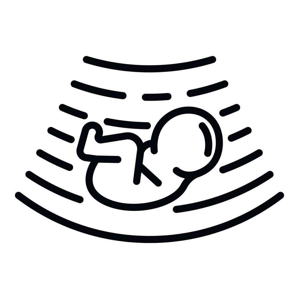 Baby under ultrasound icon, outline style vector