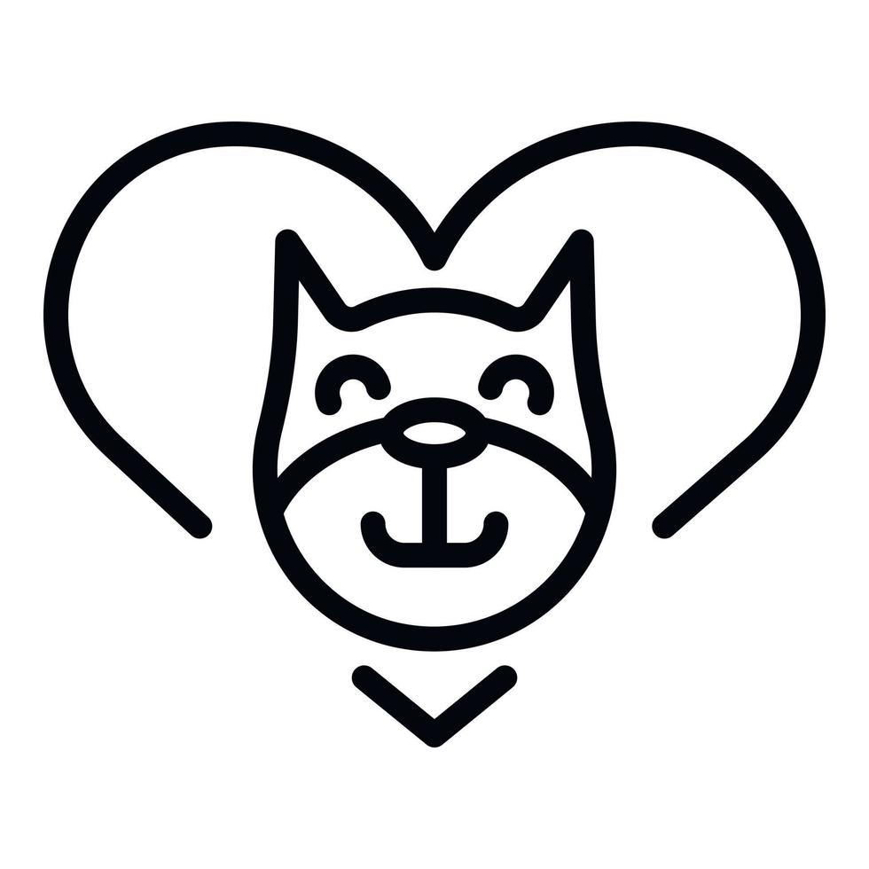 Cat head in heart icon, outline style vector