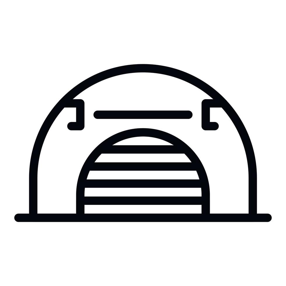 icono de hangar del aeropuerto, estilo de contorno vector