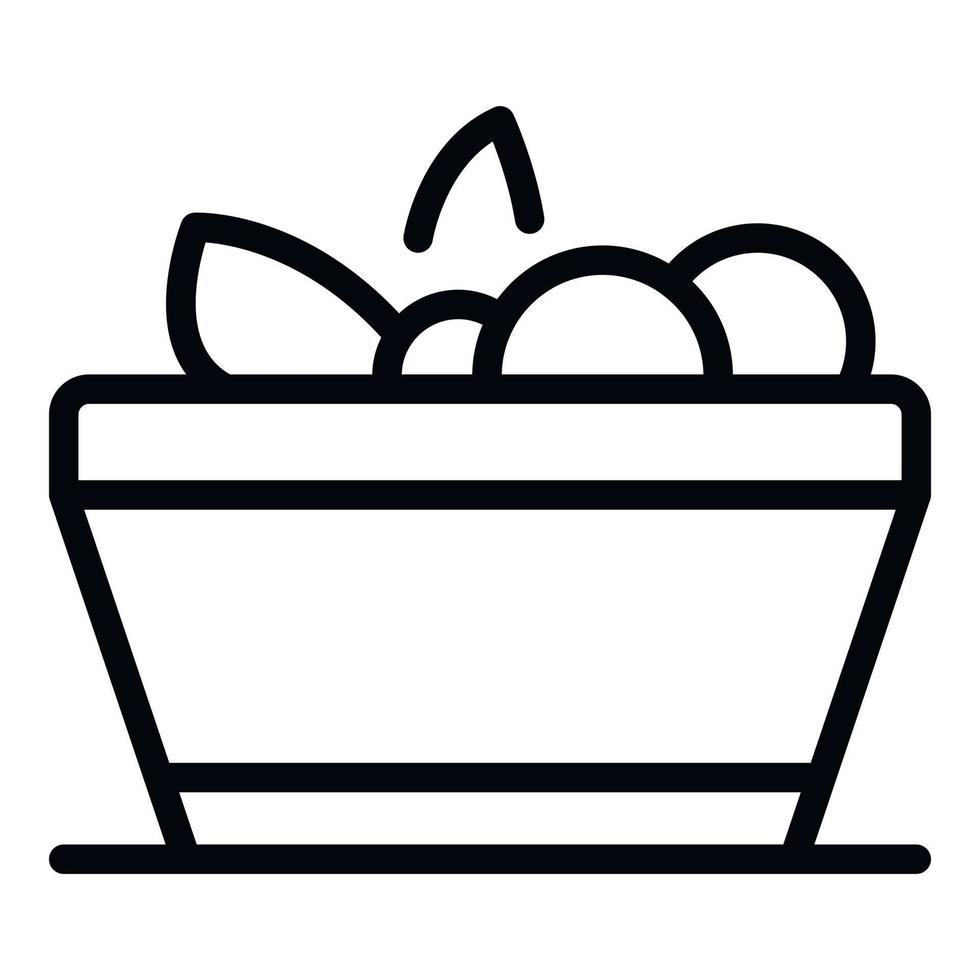 Bowl of fruit icon, outline style vector