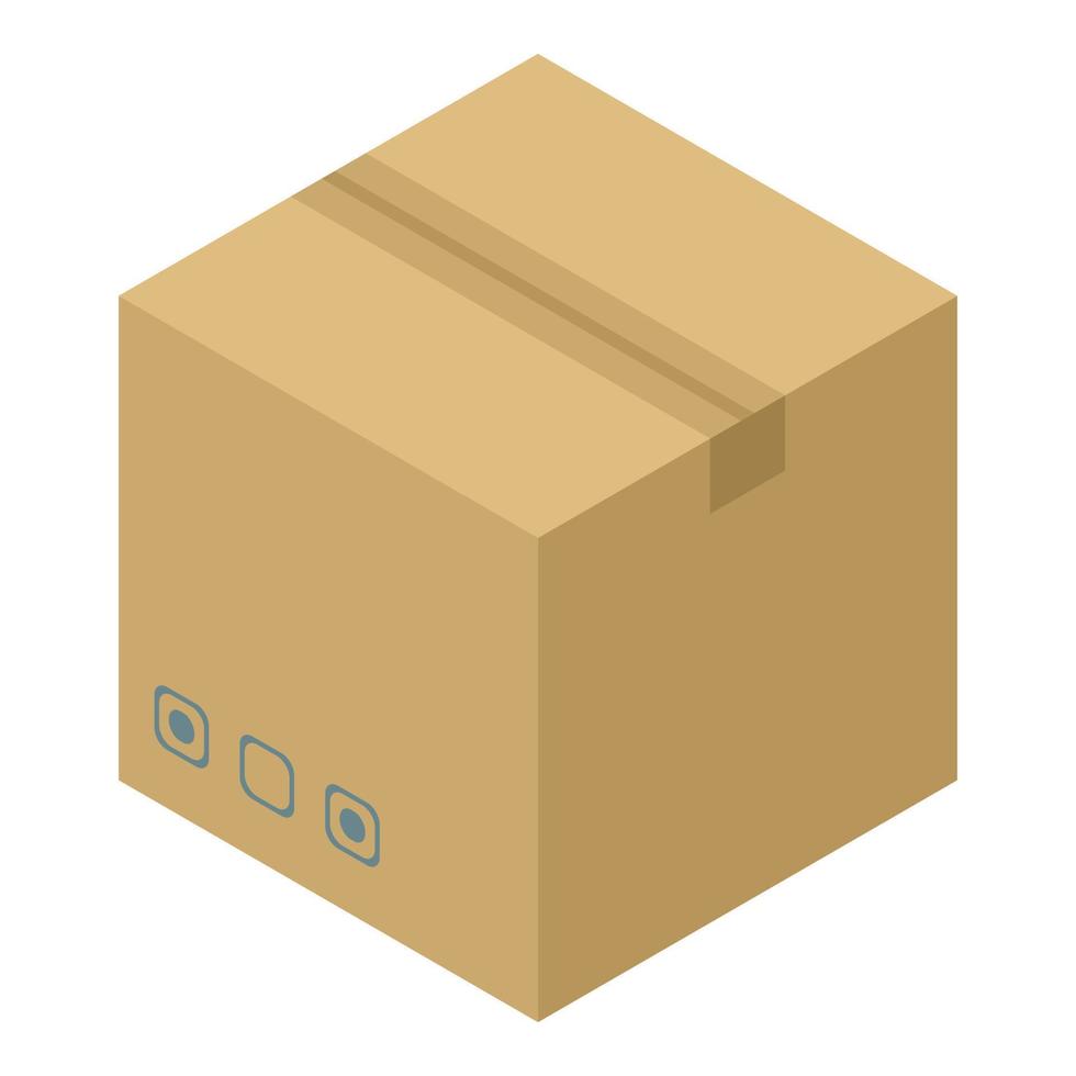 Parcel carton box icon, isometric style vector