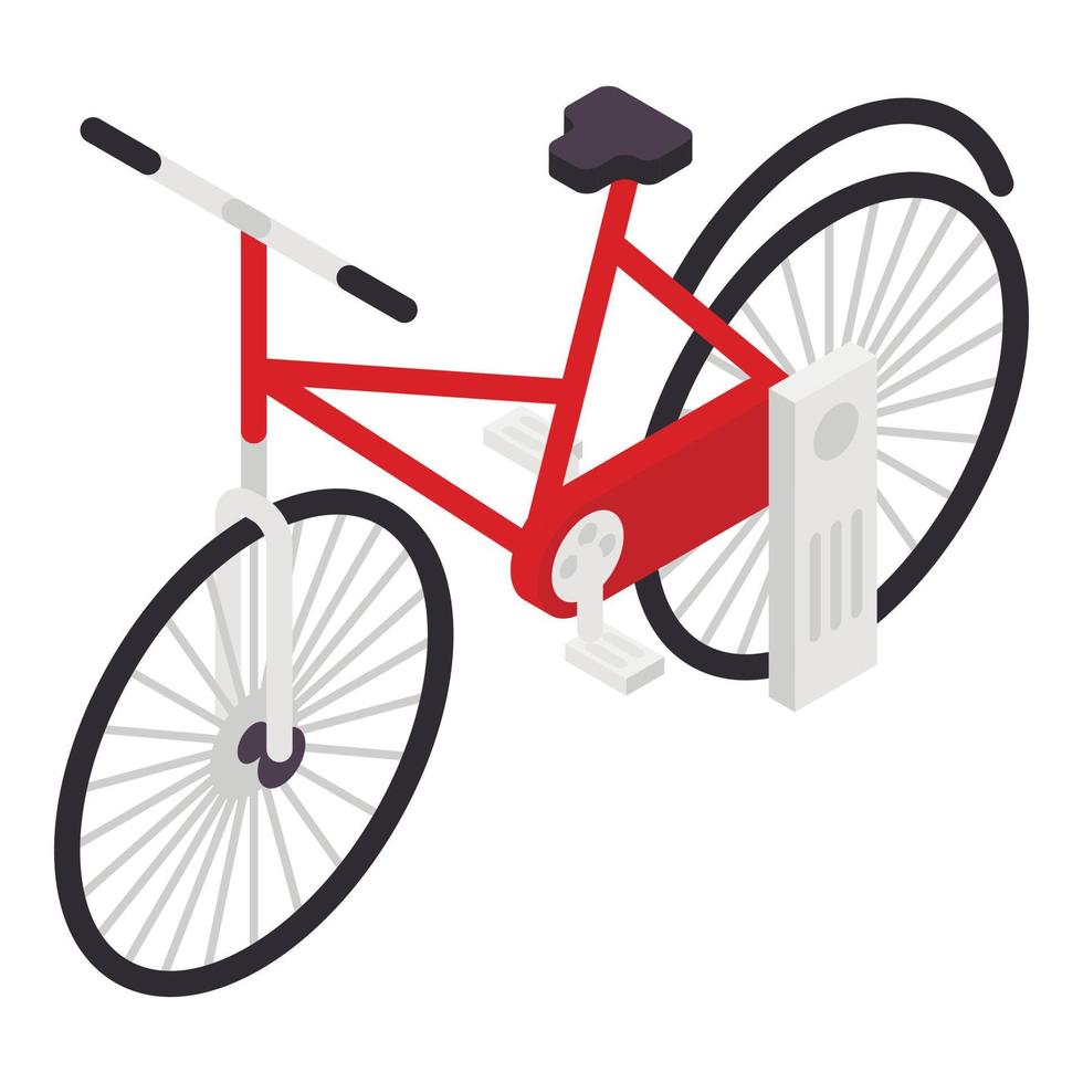 icono de bicicleta roja, estilo isométrico vector