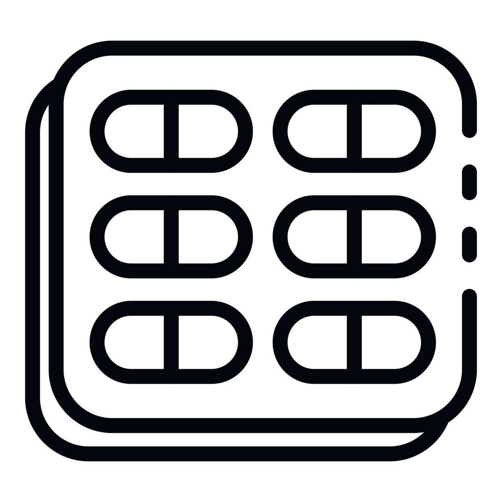 Blister with pills icon, outline style vector