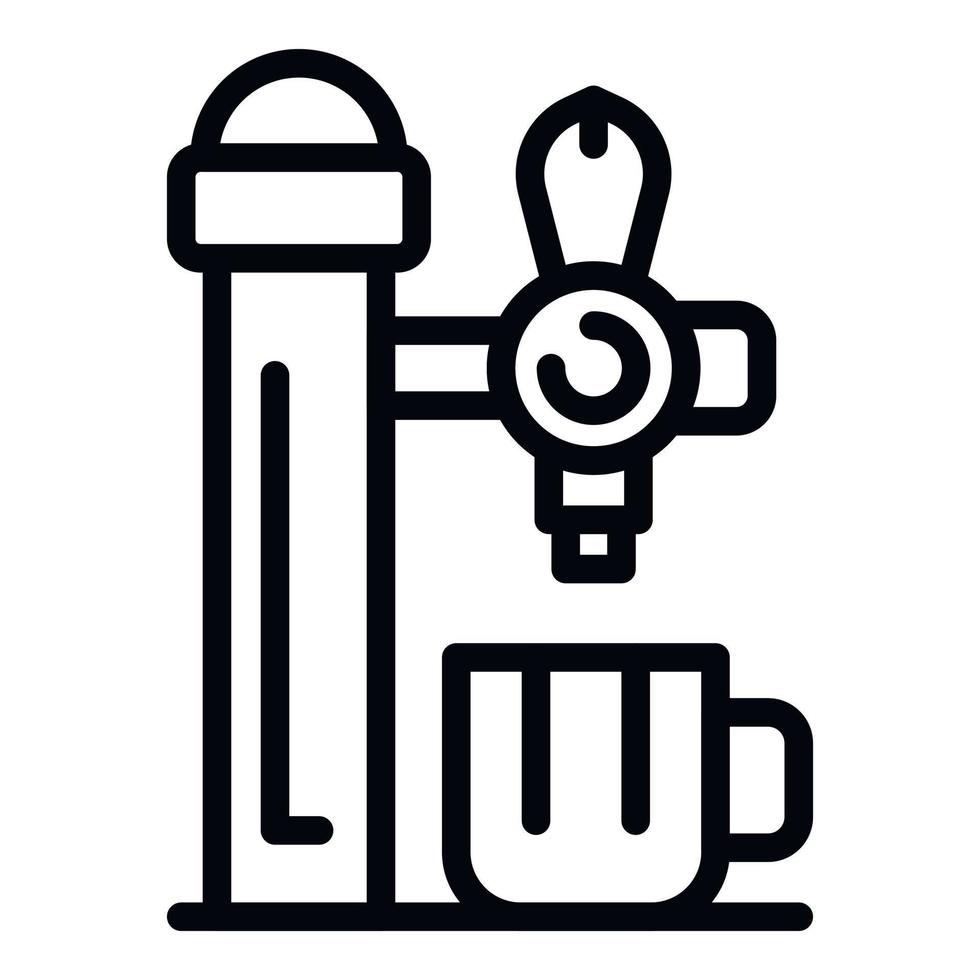 Beer mug under the tap icon, outline style vector