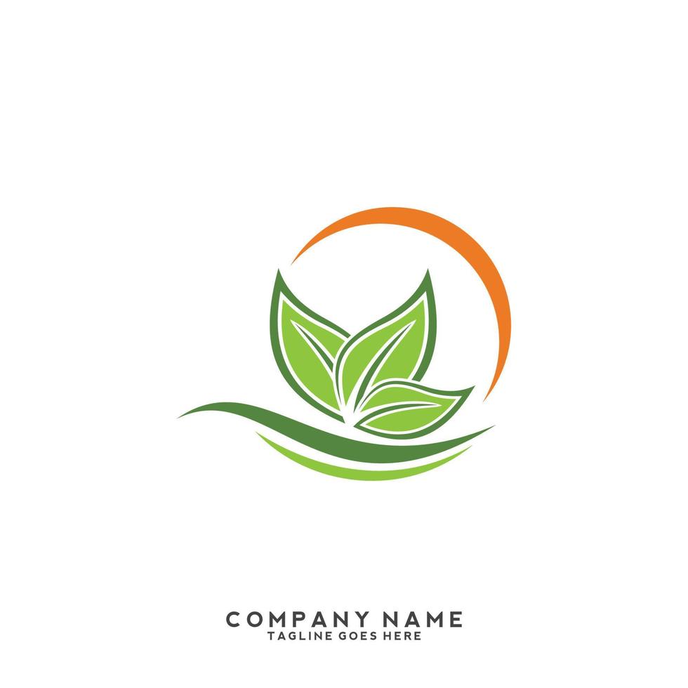 Green leaves logo. plant nature eco garden stylized icon vector botanical.