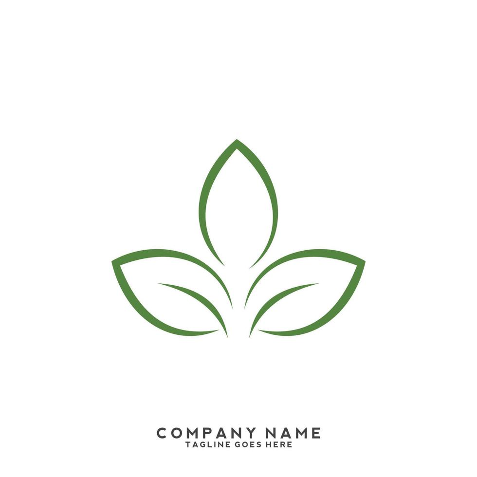 logotipo de hojas verdes. planta naturaleza eco jardín icono estilizado vector botánico.