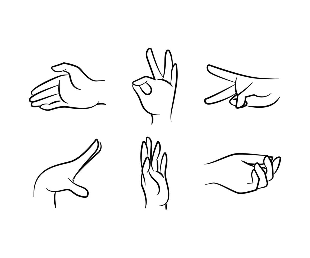 hand gesture line illustration vector