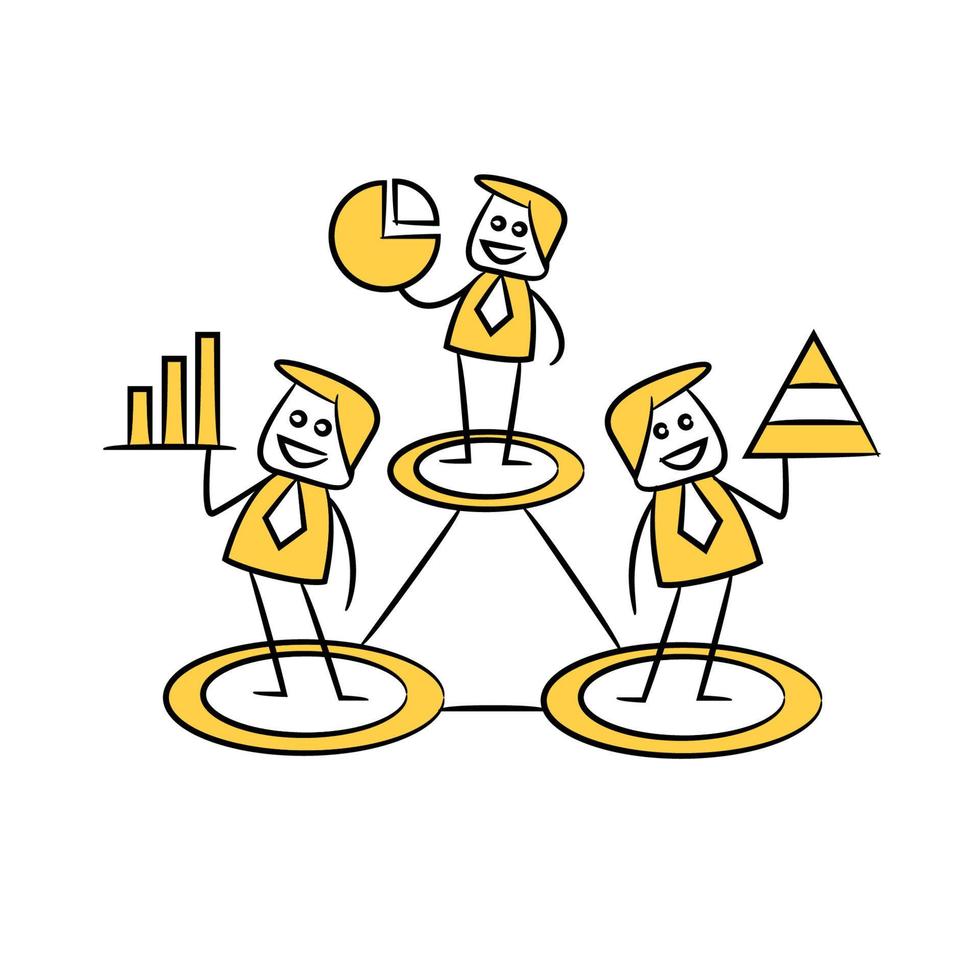 dibujos animados de empresario con ilustración de diagrama de datos vector