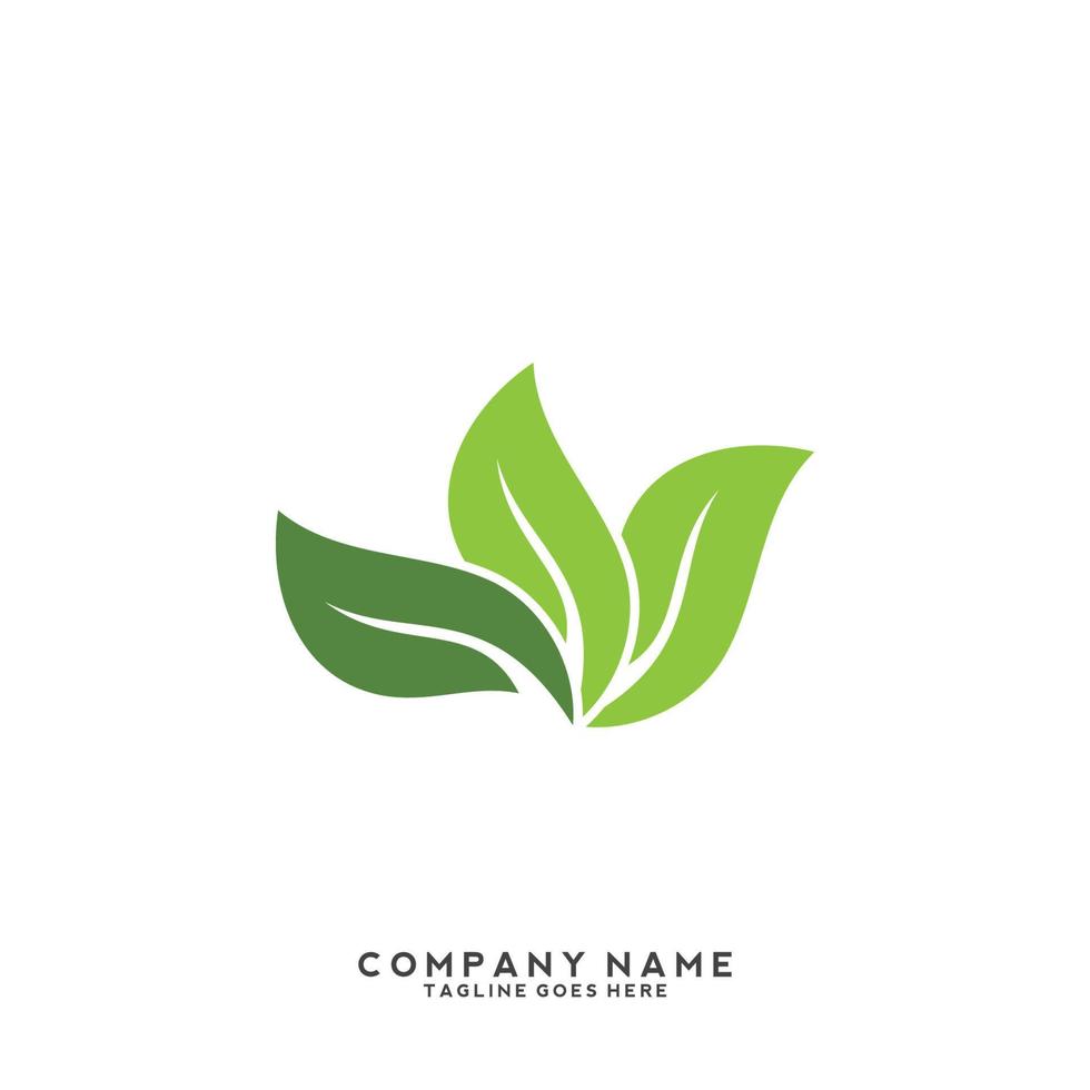 Green leaves logo. plant nature eco garden stylized icon vector botanical.