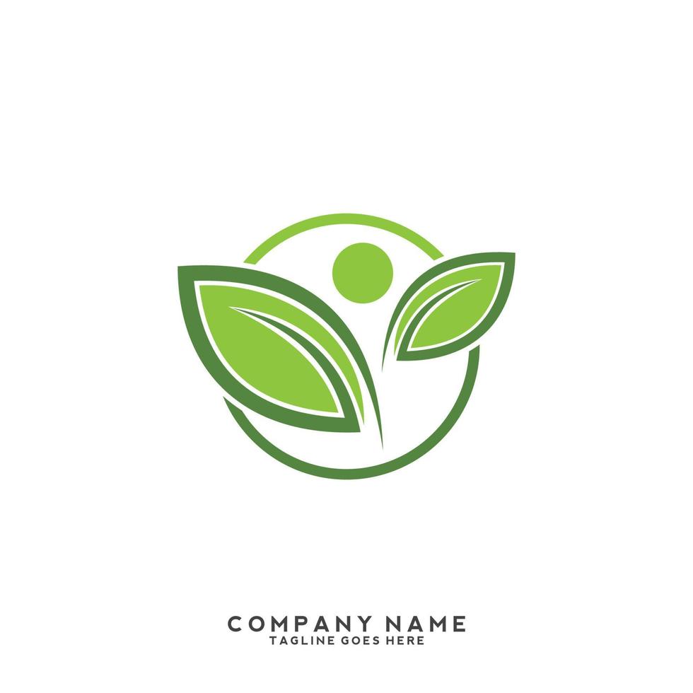 logotipo de hojas verdes. planta naturaleza eco jardín icono estilizado vector botánico.