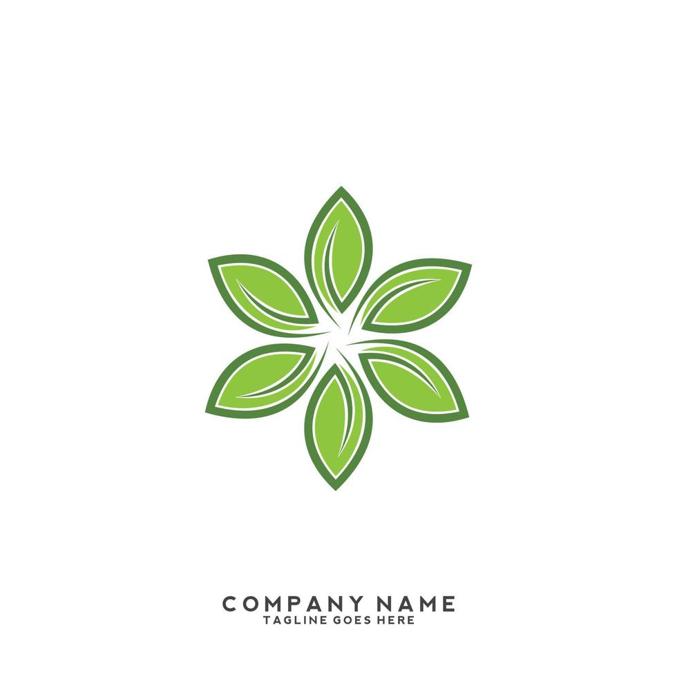 logotipo de hojas verdes. planta naturaleza eco jardín icono estilizado vector botánico.