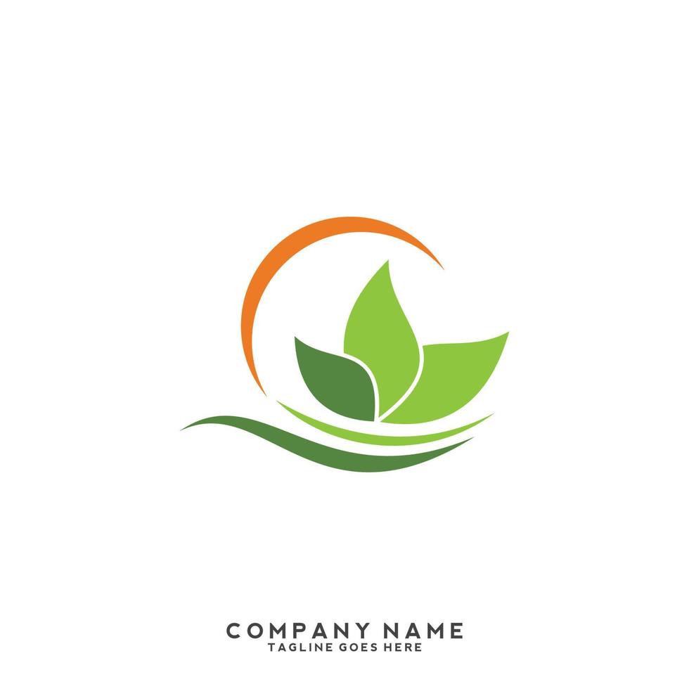 logotipo de hojas verdes. planta naturaleza eco jardín icono estilizado vector botánico.