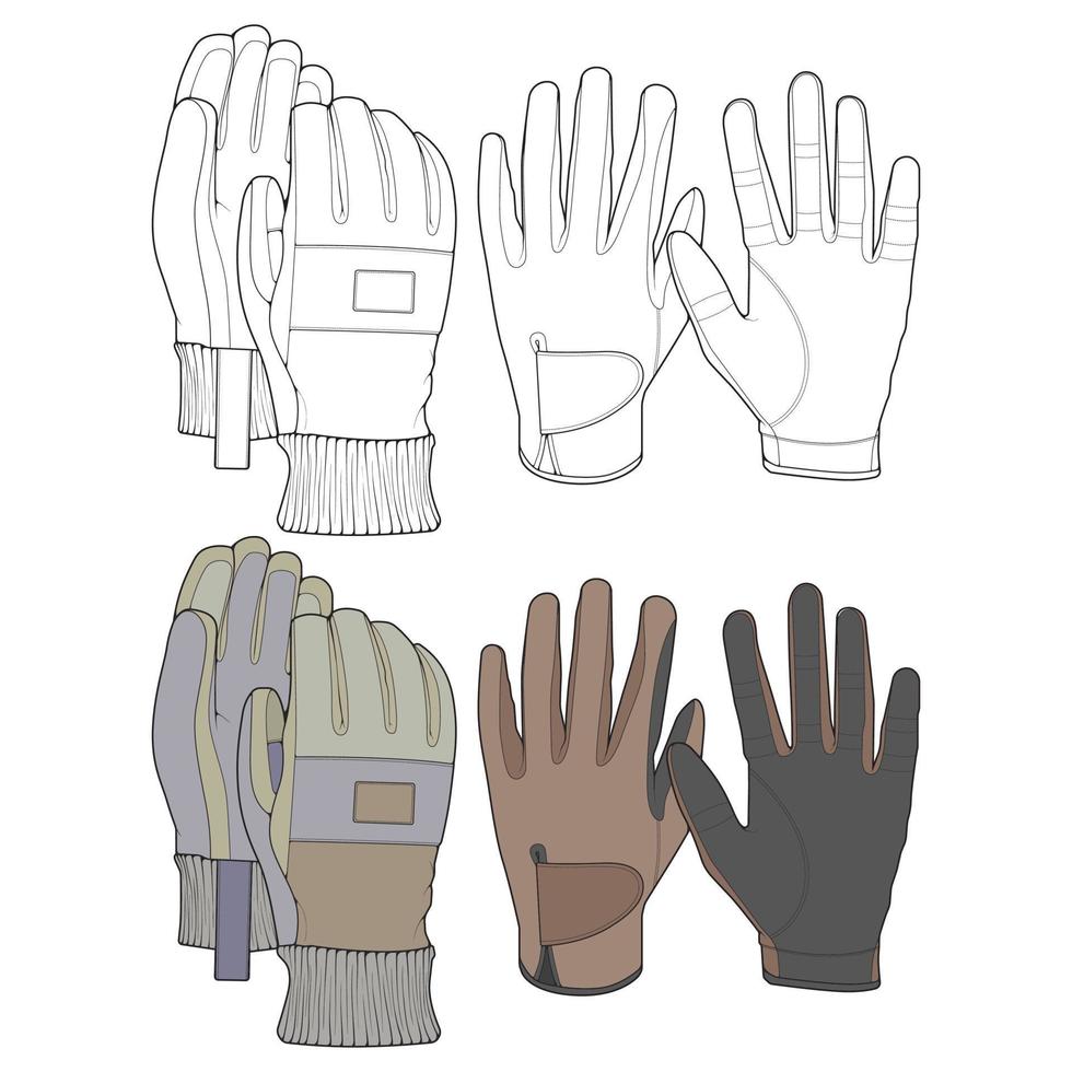 conjunto de objeto aislado de guante e icono de invierno. conjunto de guante y vector de equipo para colorear stock de libros.
