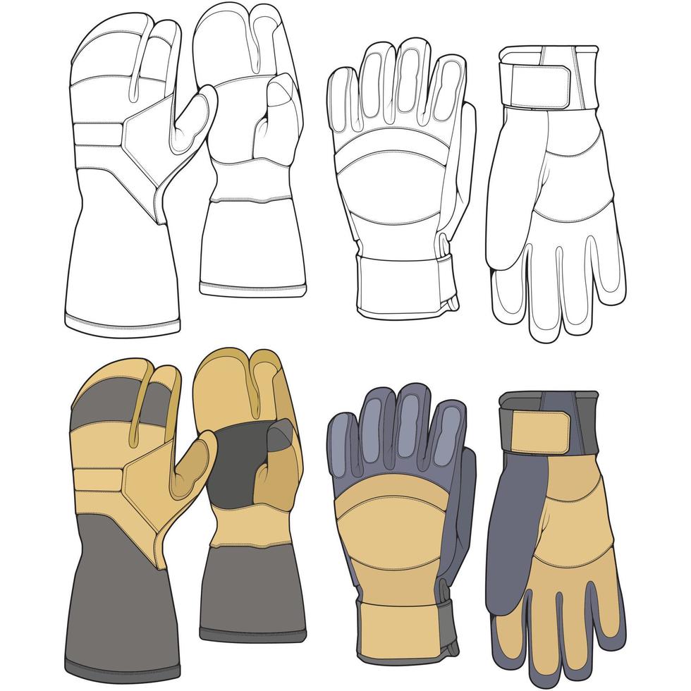 Set of isolated object of glove and winter icon. Set of glove and equipment vector for coloring book stock.