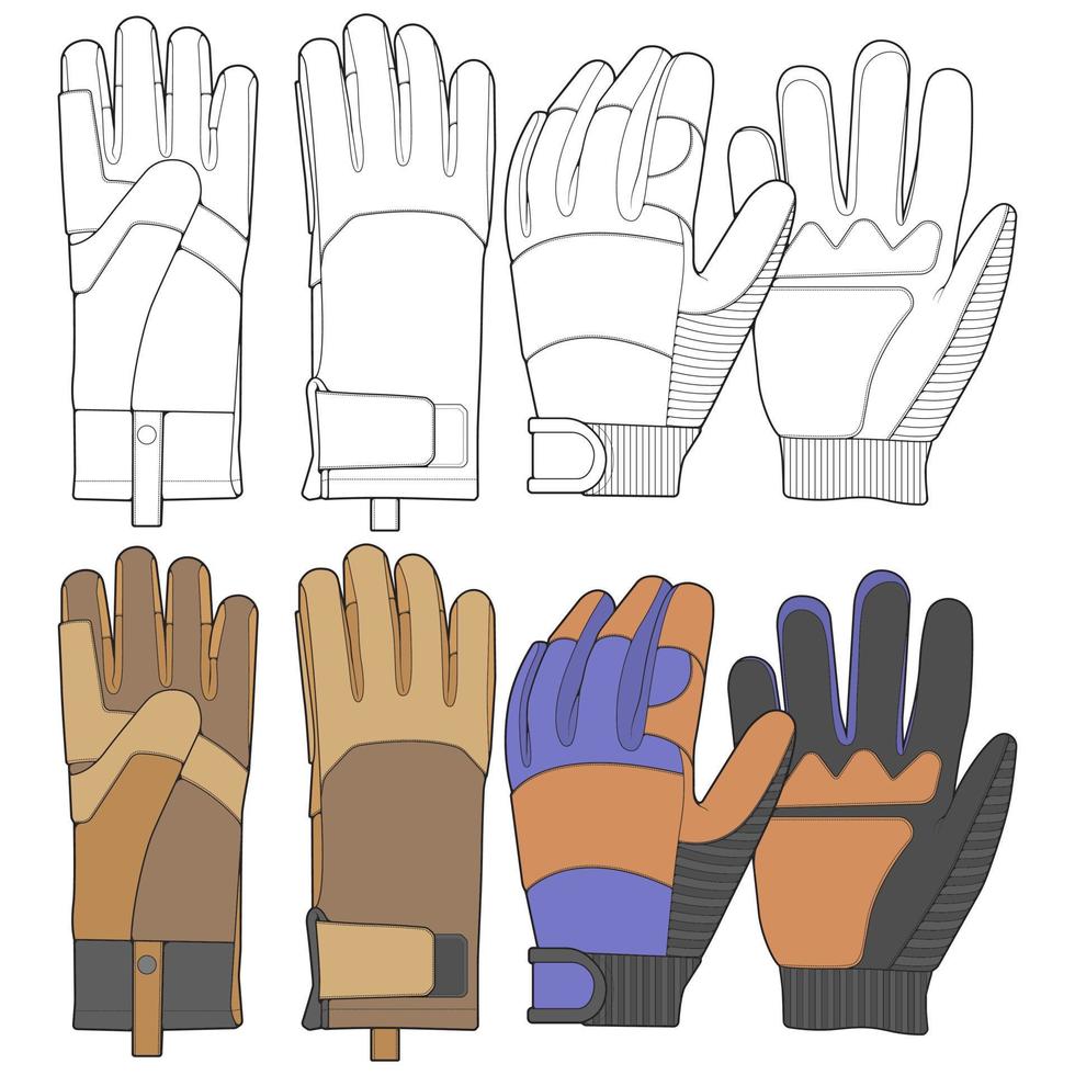 Set of isolated object of glove and winter icon. Set of glove and equipment vector for coloring book stock.