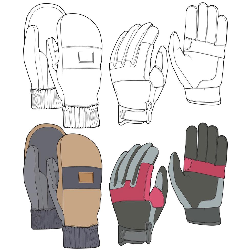 Set of isolated object of glove and winter icon. Set of glove and equipment vector for coloring book stock.