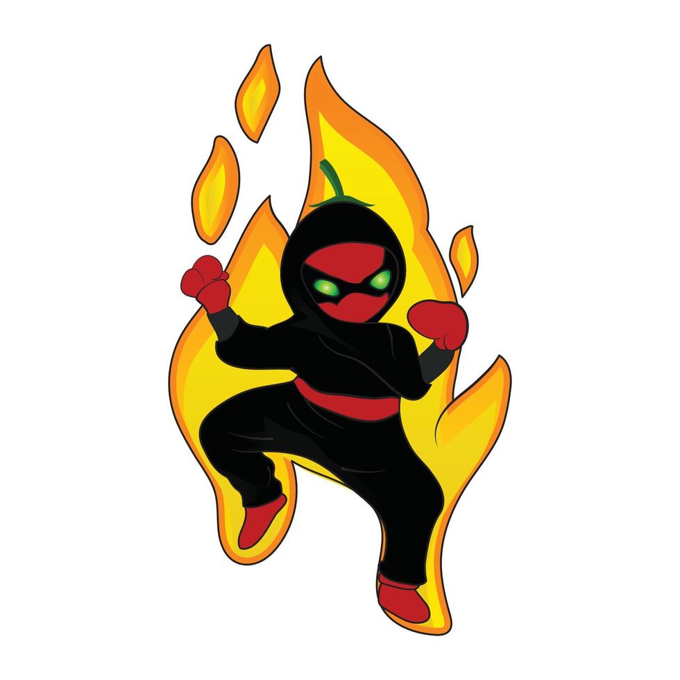 Red Ninja Chilli Boxer mascot logo icon design vector