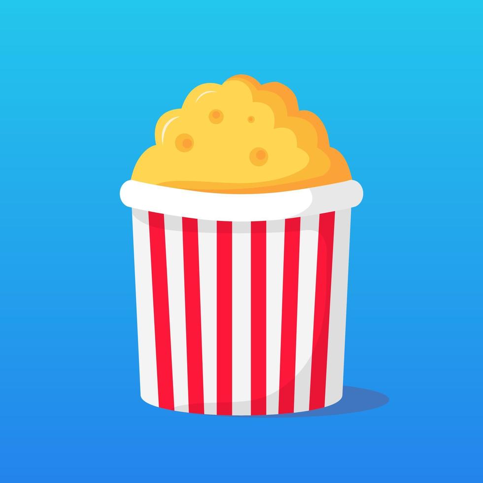 Cubo de palomitas de maíz aislado icono comida snack vector ilustración