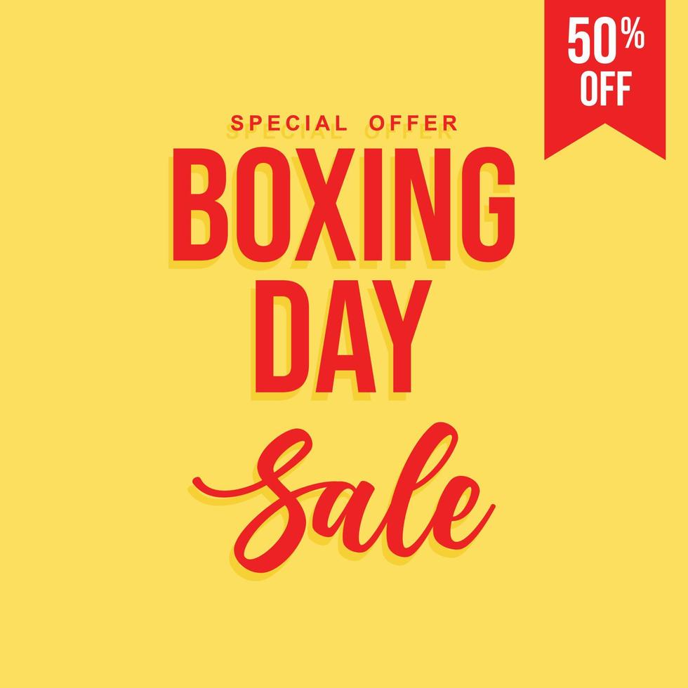 Boxing day sale poster. Special offer boxing day background vector design illustration. Boxing day background. Boxing day sale 50percent OFF banner. Shop now