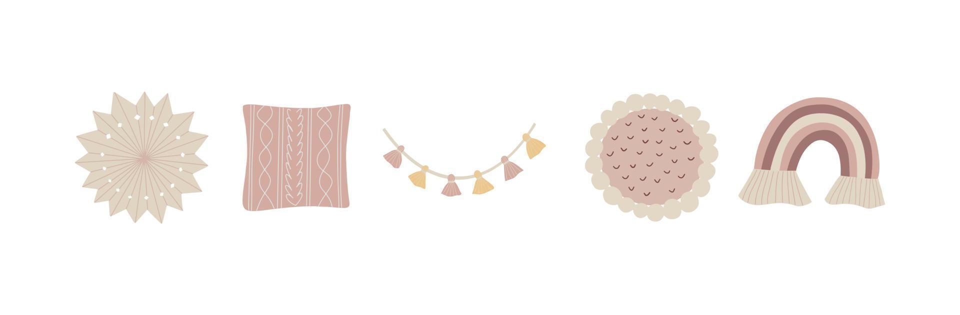 Set of hand drawn autumn and winter hygge elements vector