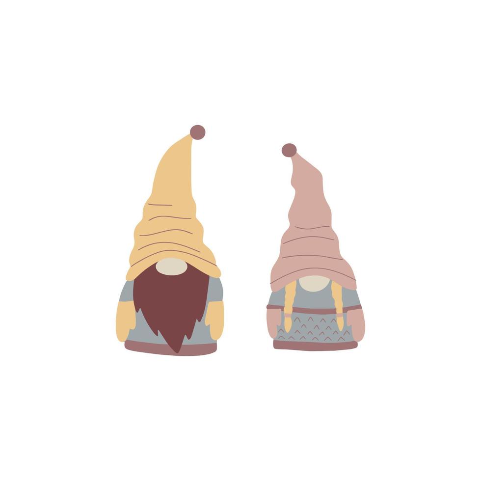 Hand drawn cute scandinavian gnomes vector