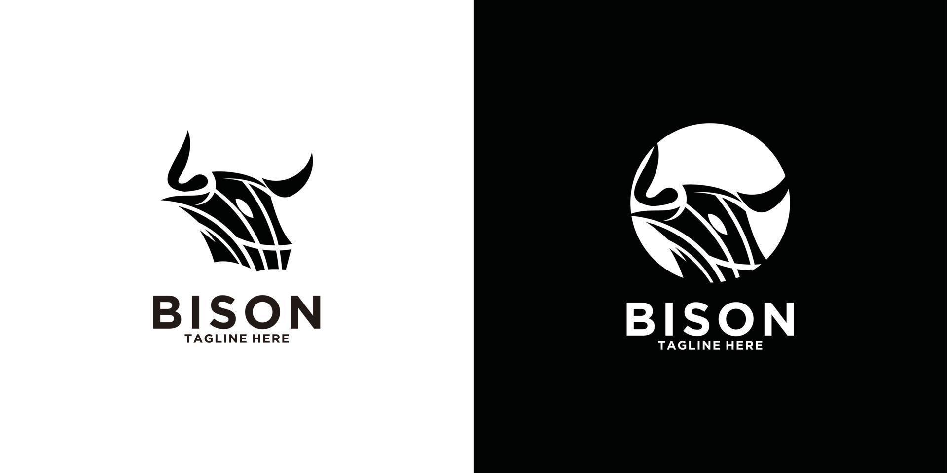 diseño de logotipo de bisonte icono animal ilustración vectorial vector