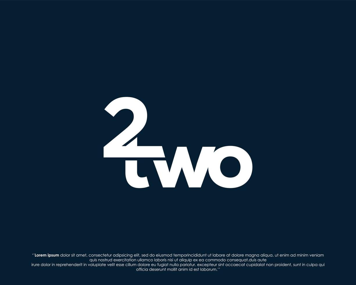 Word mark logo forms negative space of number two vector