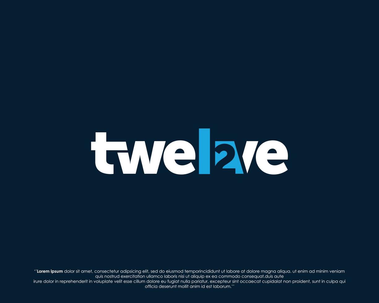 Word mark logo forms negative space of number twelve vector