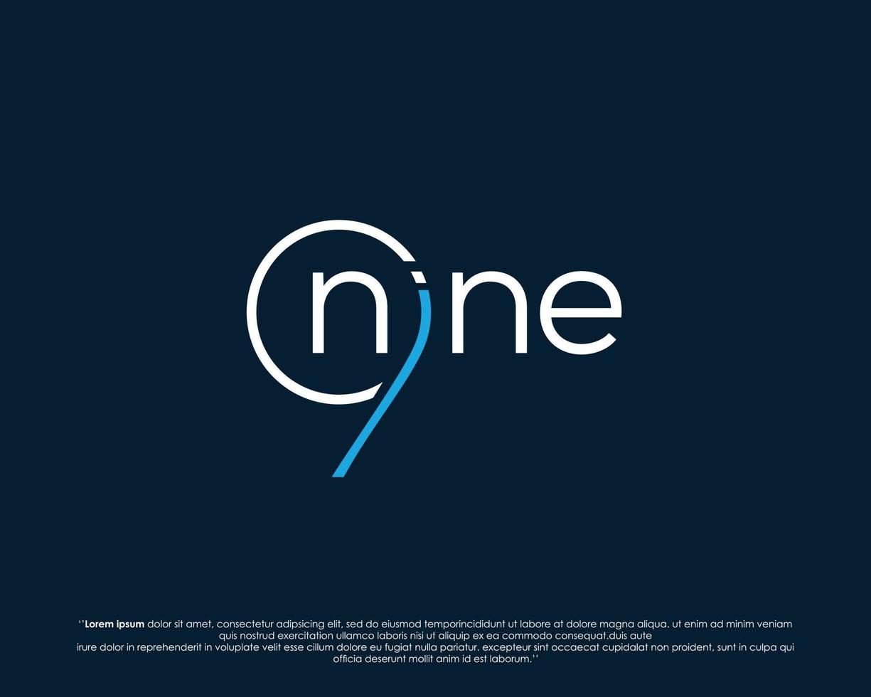 Word mark logo forms negative space of number nine vector
