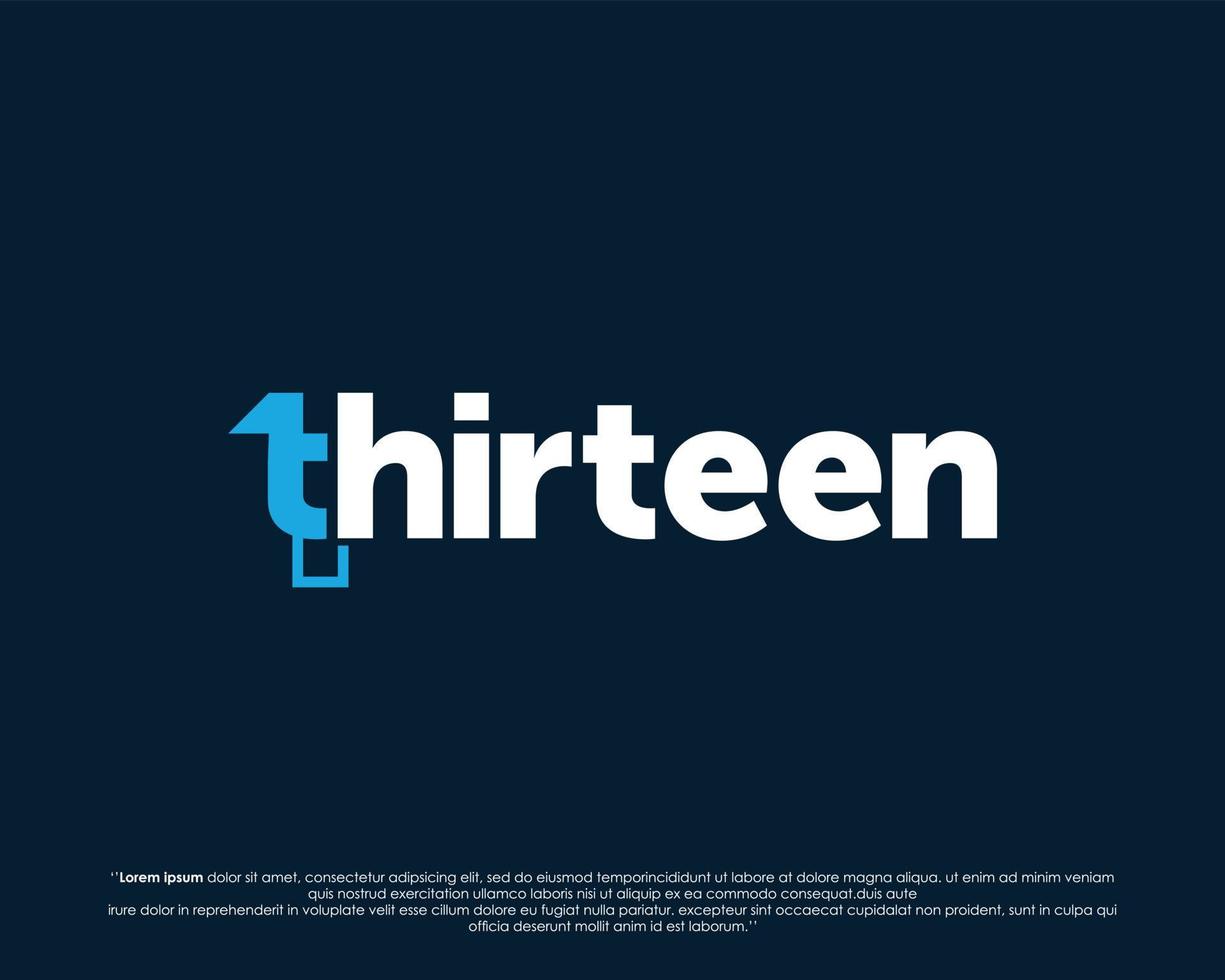 Word mark logo forms negative space of number thirteen vector