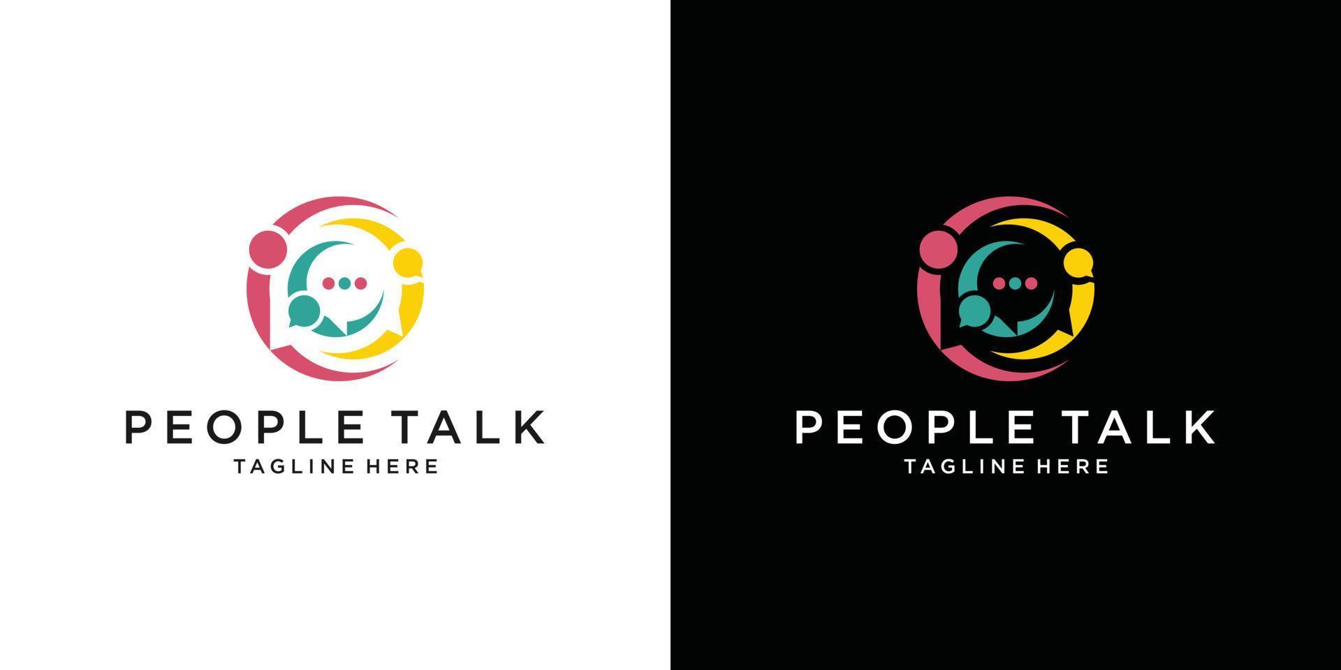 people talk with bubble chat logo design inspiration vector